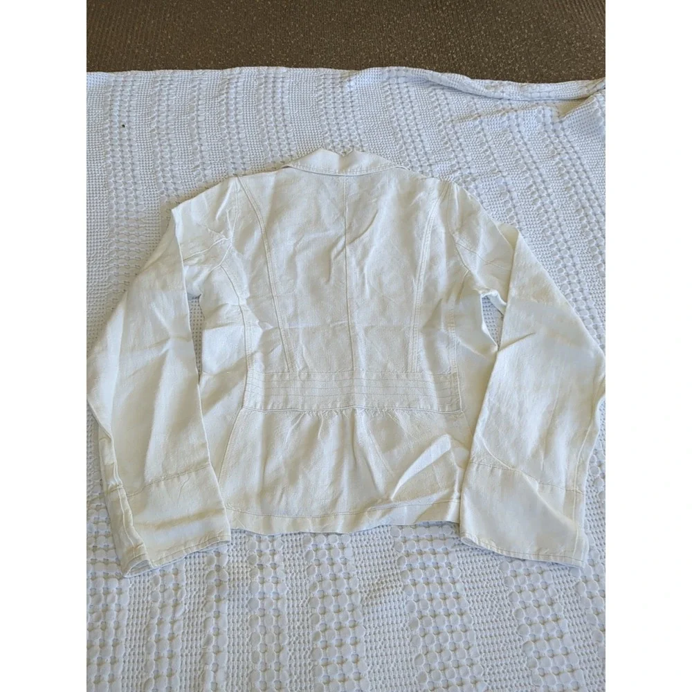 CP Shades 100% Linen Jacket Button USA Made‎ White Sz Medium Lagenlook